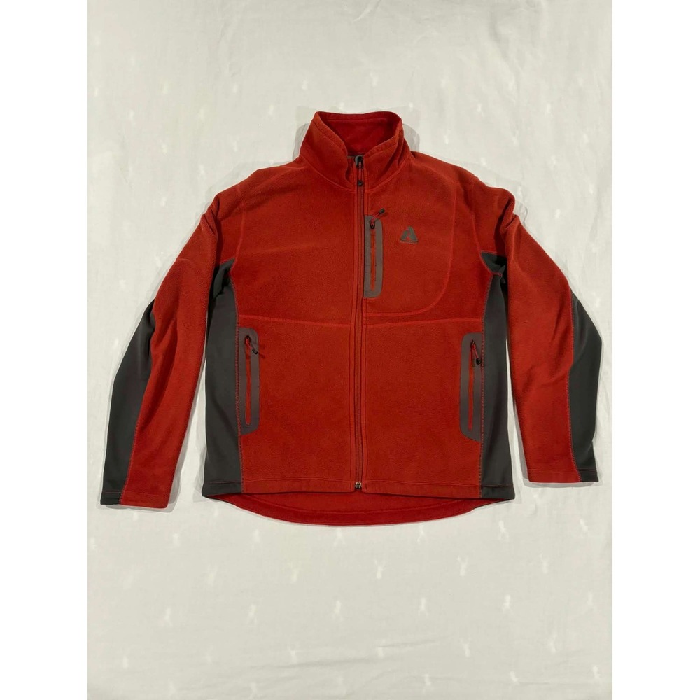 First Ascent Eddie Bauer Fleece Jacket Men's Large Red Gray Zip Up Outdoor‎